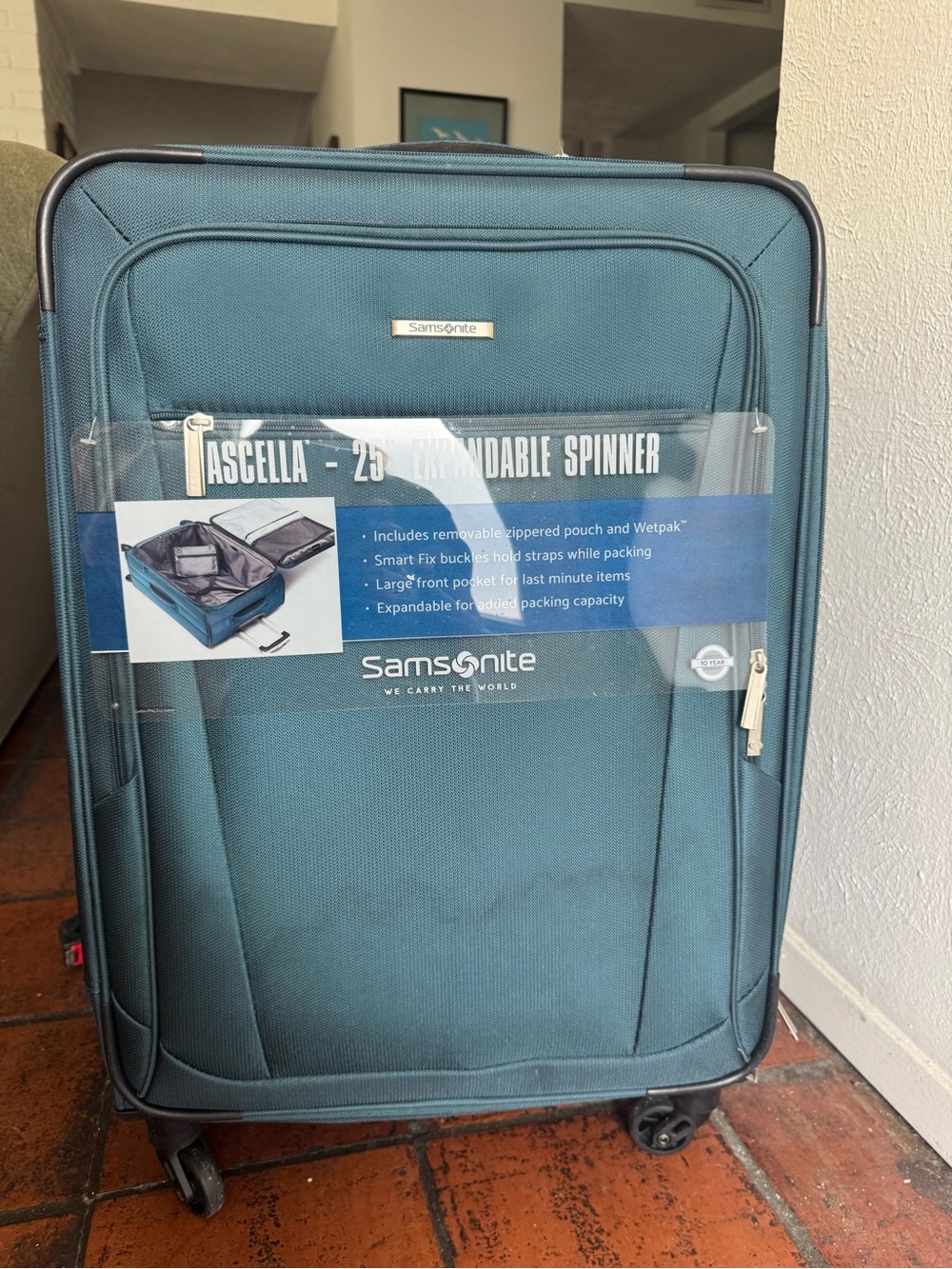 New With Tags-Samsonite Ascella 25” Expandable Spinner Luggage in Teal Green - Picture 4 of 4
